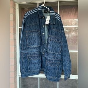 NWT Adidas X Ivy Park  Monogrammed Dark Denim Jean Jacket Women’s Sz XL H61700